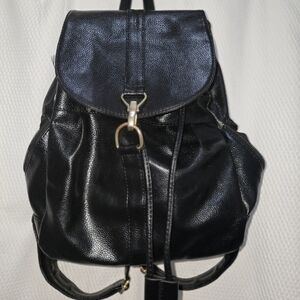 Vintage 90's Styly Black Leather Backpack